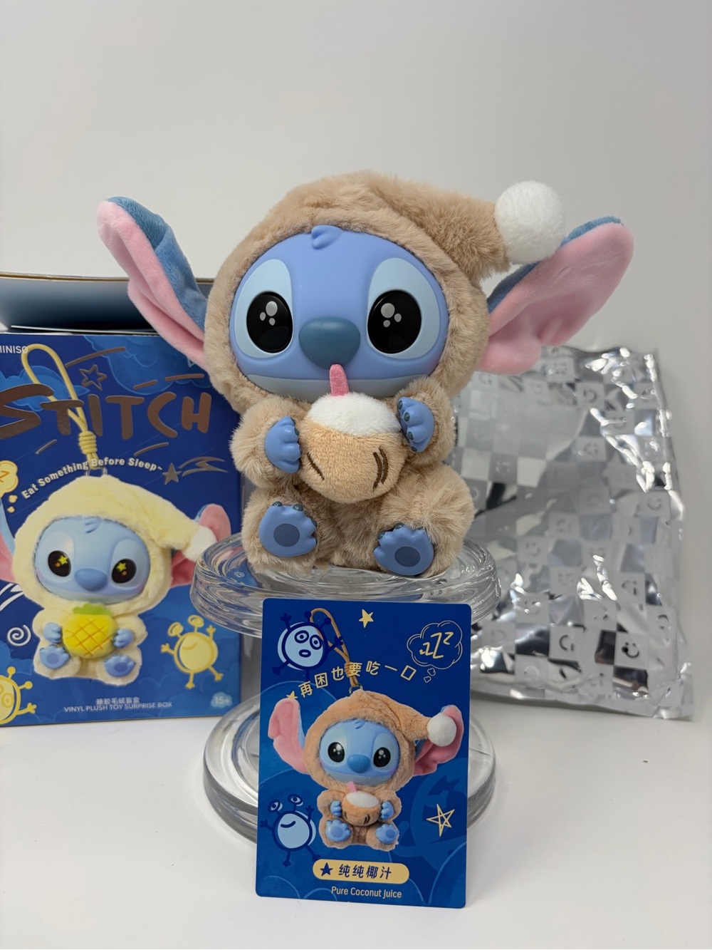 STITCH PURE COCONUT JUICE Miniso x Disney EAT SOMETHING BEGORE SLEEP Plush Pen.
